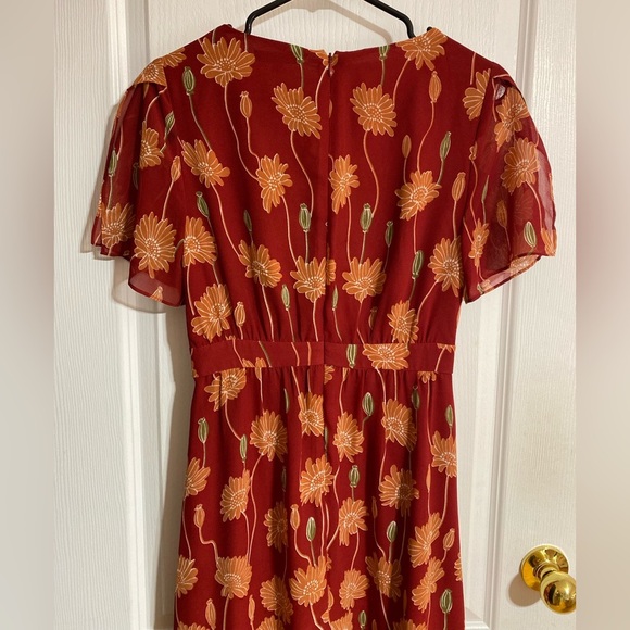 Madewell Tulip-Sleeve Boho Maxi Dress in Tall Sunflowers Side Slit V-Neck Size 0 - Picture 13 of 16